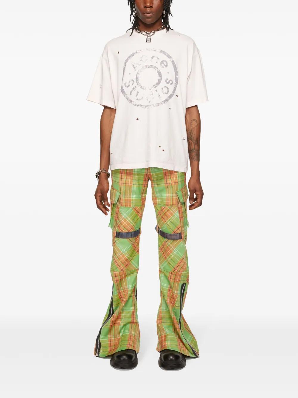 ACNE STUDIOS Checkered Cargo Trousers In Green,brown Product Image