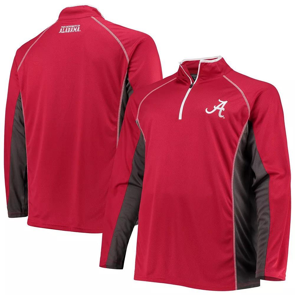 Men's Crimson Alabama Crimson Tide Big & Tall Textured Raglan Quarter-Zip Jacket, Size: 5XB Product Image