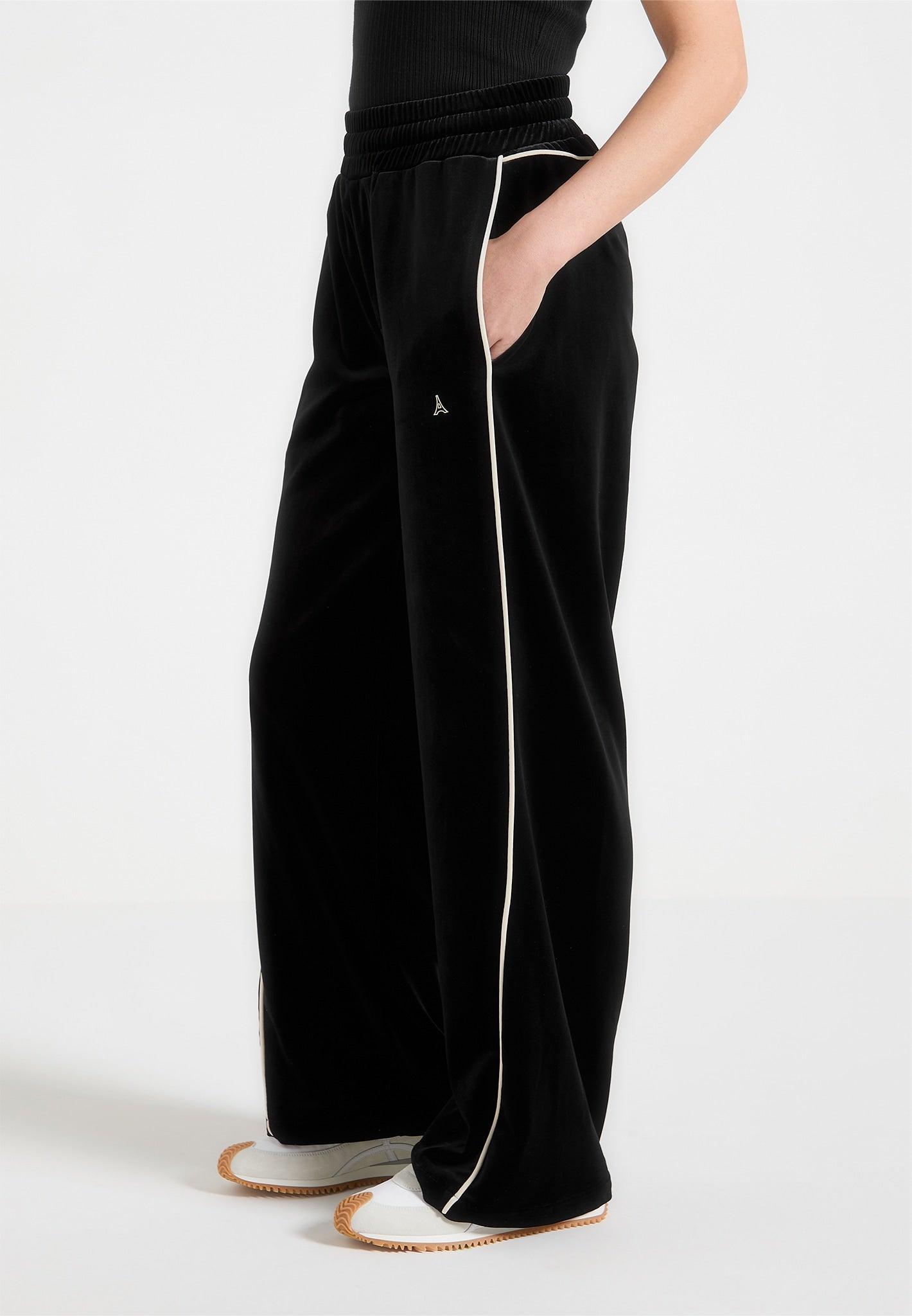 Eiffel Velour Straight Leg Joggers - Black Female Product Image