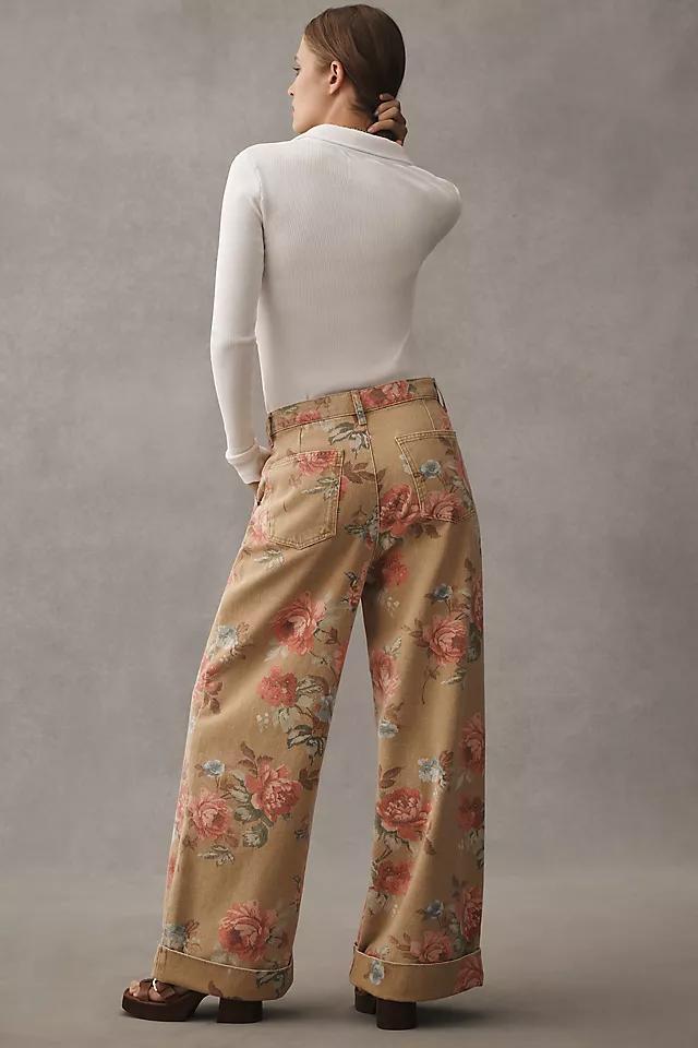 The Leon Double Hem High-Rise Wide-Leg Cuffed Jeans by Pilcro: Floral Edition Product Image