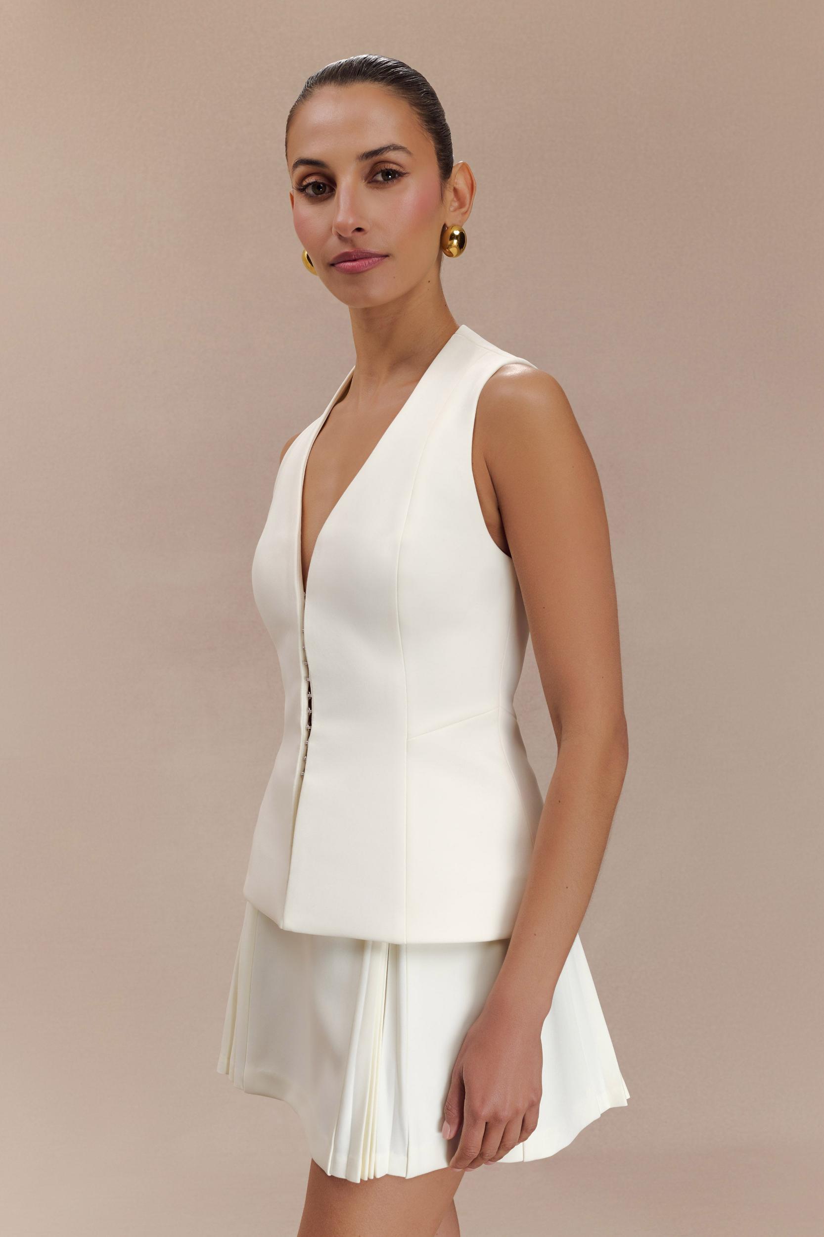 Melinda Structured Vest Top - Ivory Product Image