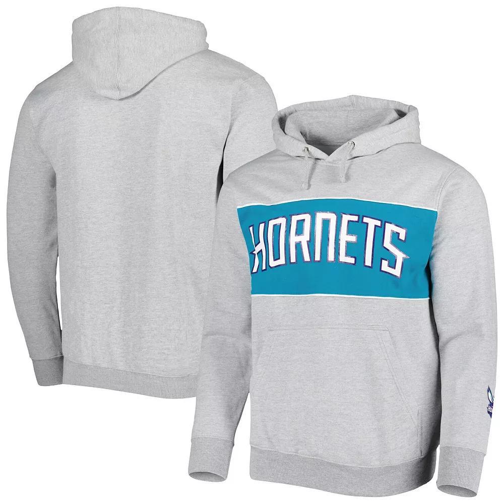 Men's Fanatics Branded Heather Gray Charlotte Hornets Wordmark French Terry Pullover Hoodie, Size: 3XL, Chr Grey Product Image
