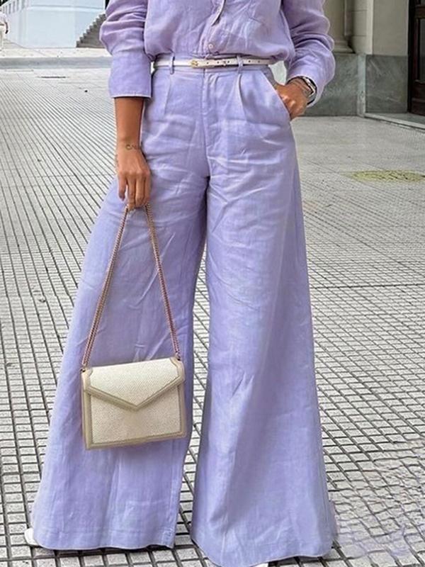 Long Sleeves Loose Solid Color Split-Joint Lapel Blouses&Shirts Tops Product Image