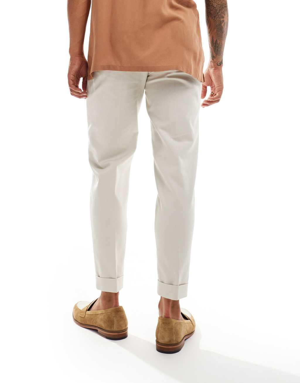 ASOS DESIGN smart premium tapered chino pants in ecru Product Image