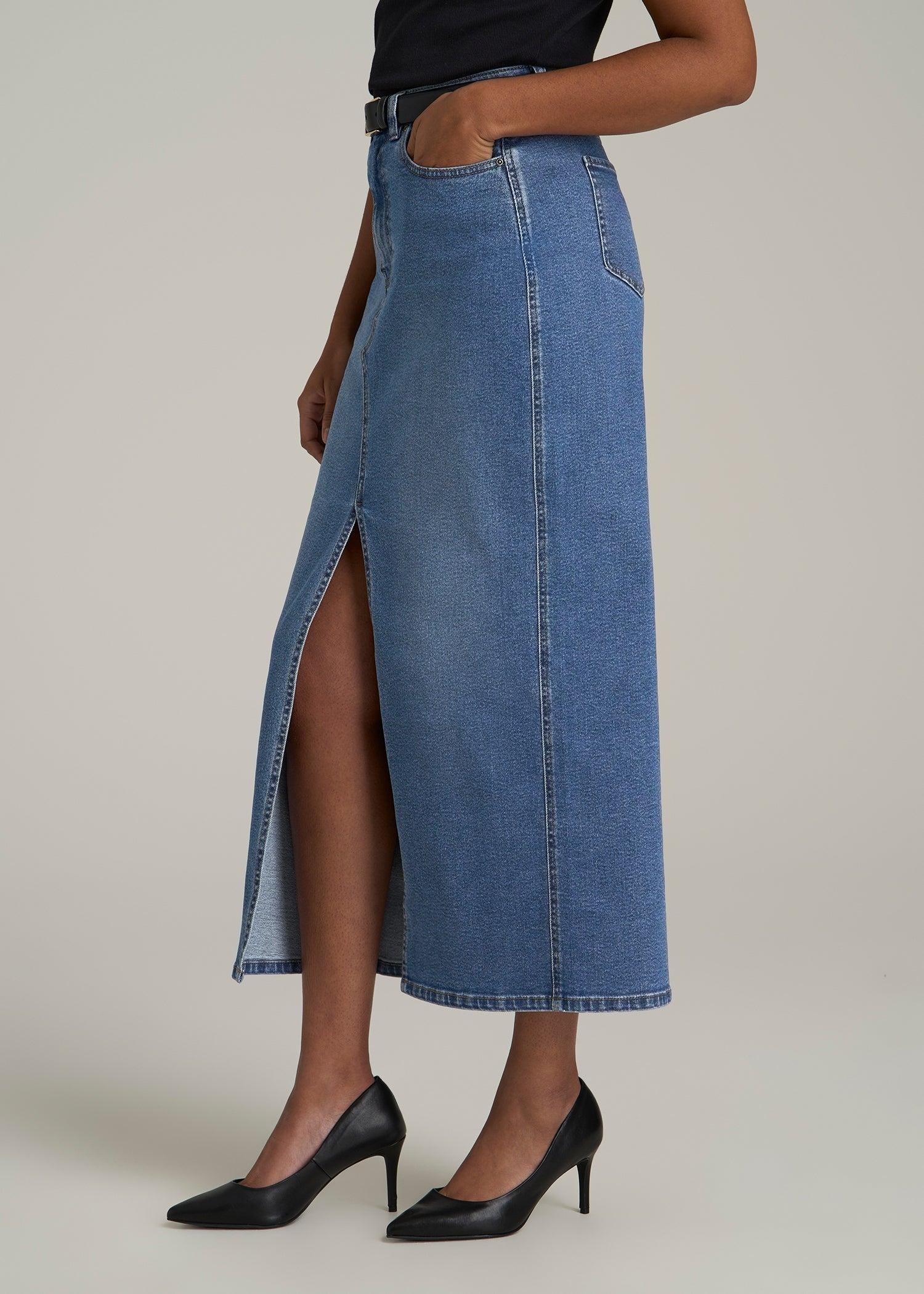 Denim Maxi Skirt for Tall Women in Colorado Blue Product Image