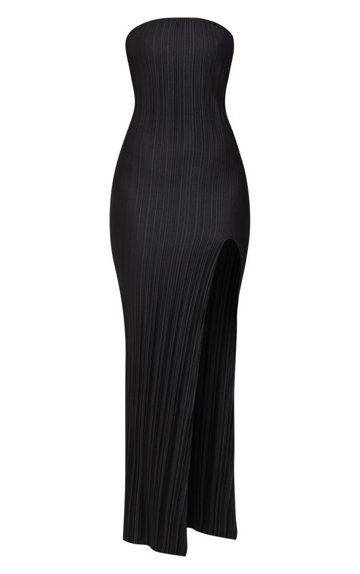 Black Plisse Split Leg Maxi Dress Product Image