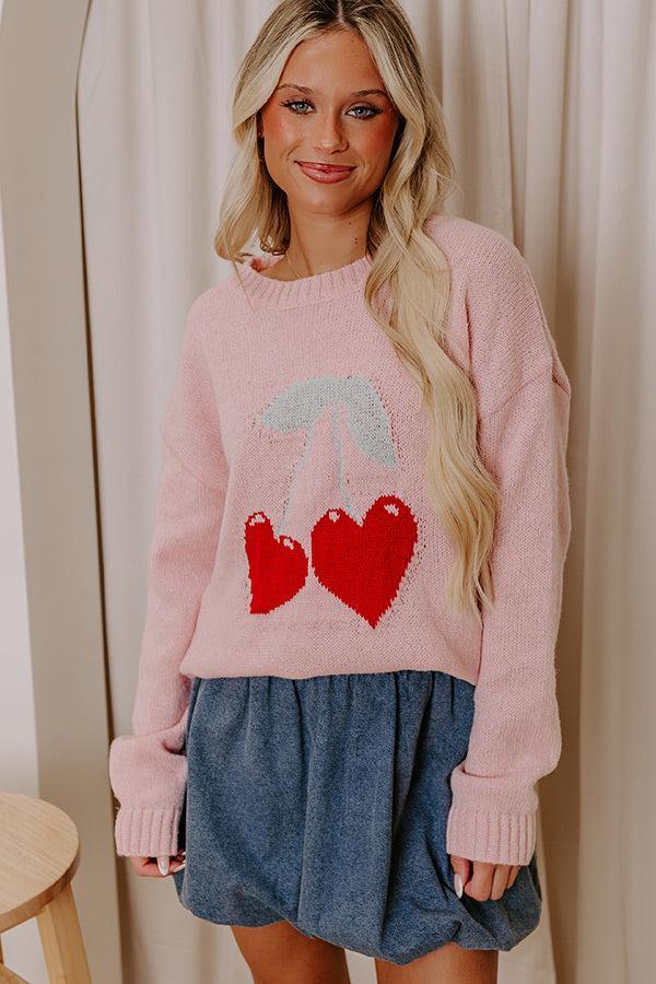 Sweet Like Cherry Pie Knit Sweater Product Image