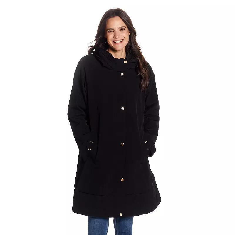 Women's Gallery Accordion Collar Raincoat, Size: Medium, Black Product Image