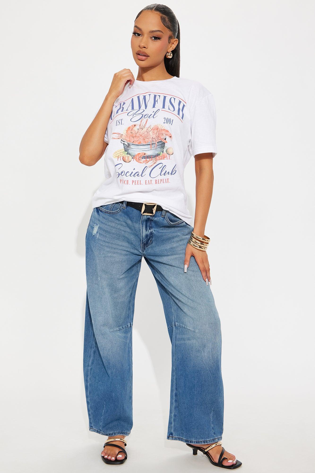 Crawfish Social Club Oversized Tee - White Female Product Image
