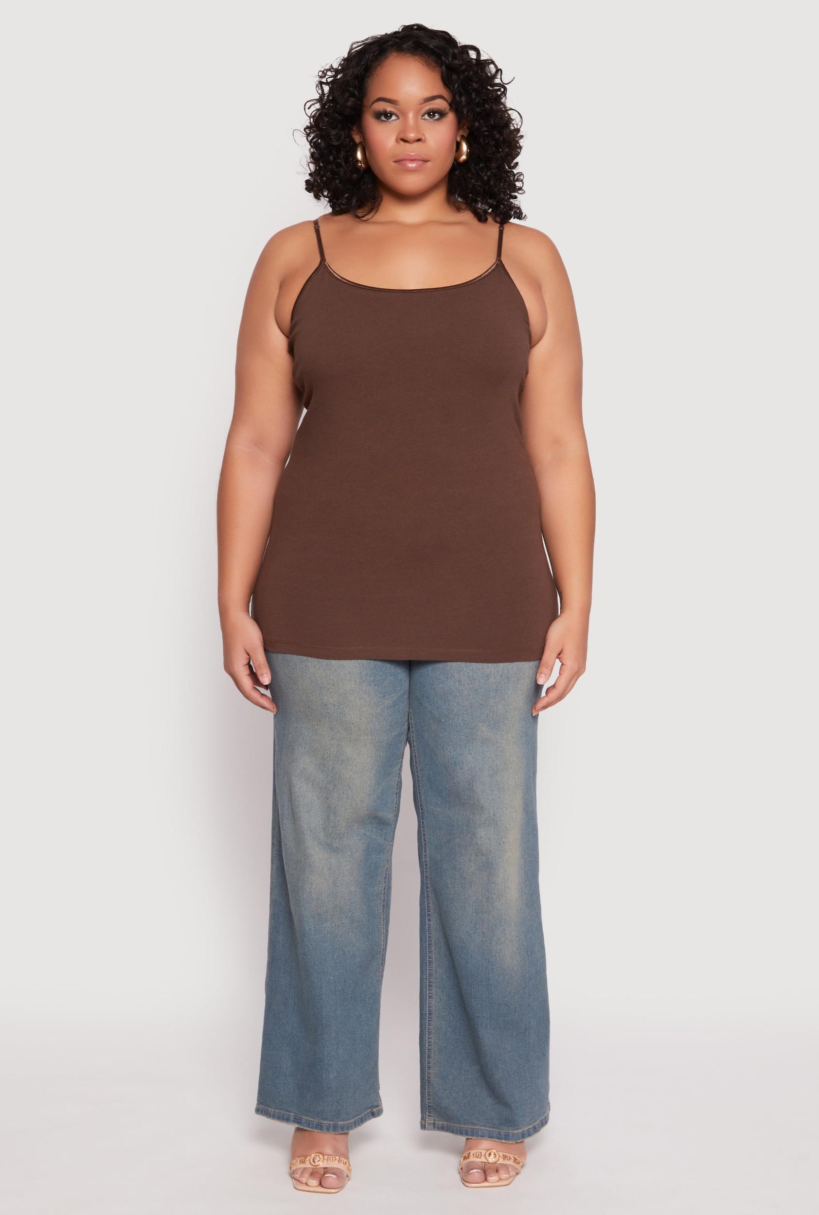 Womens Plus Size Basic Cotton Scoop Neck Cami Product Image