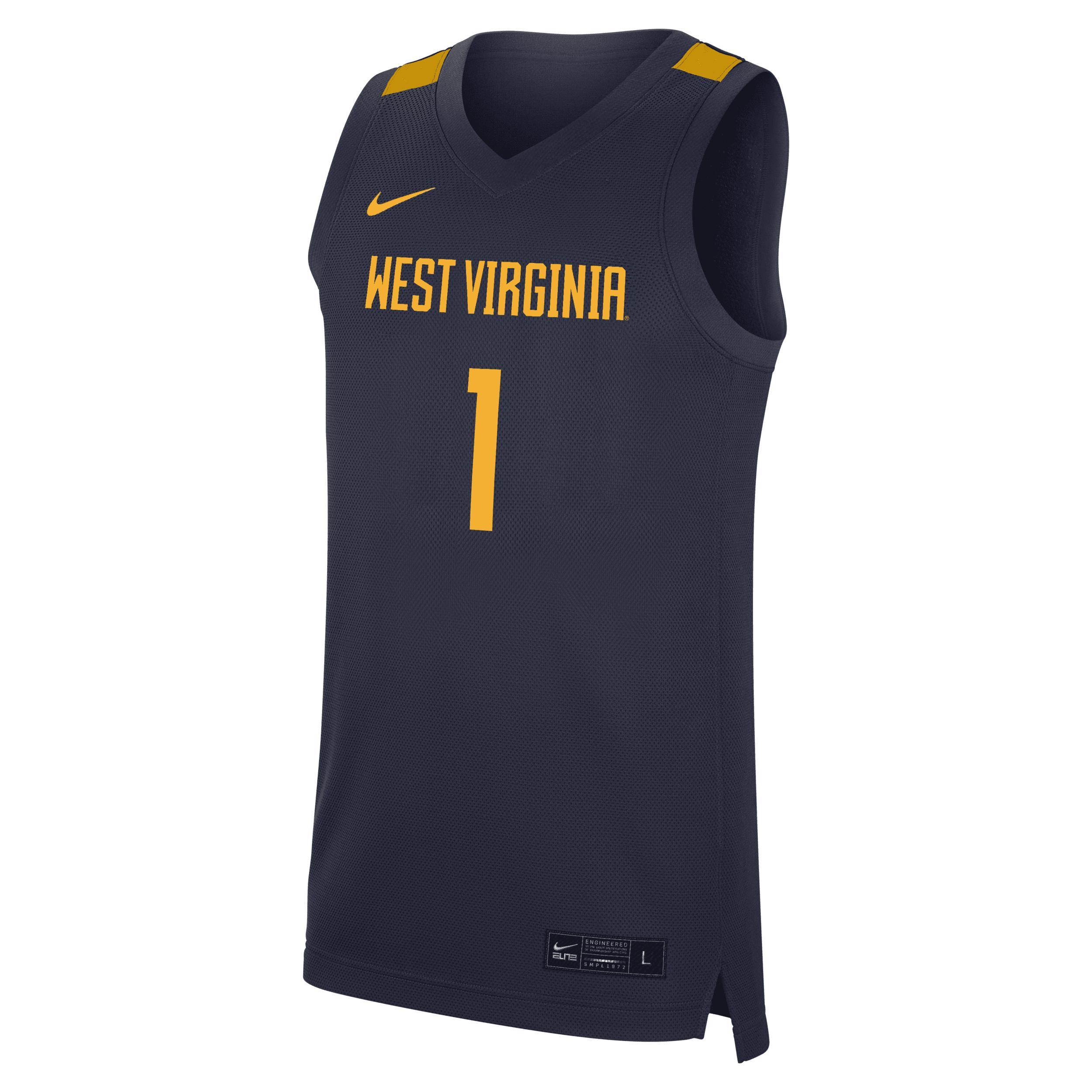 Men's Nike #1 Navy West Virginia Mountaineers Replica Jersey, Size: Large, Blue Product Image