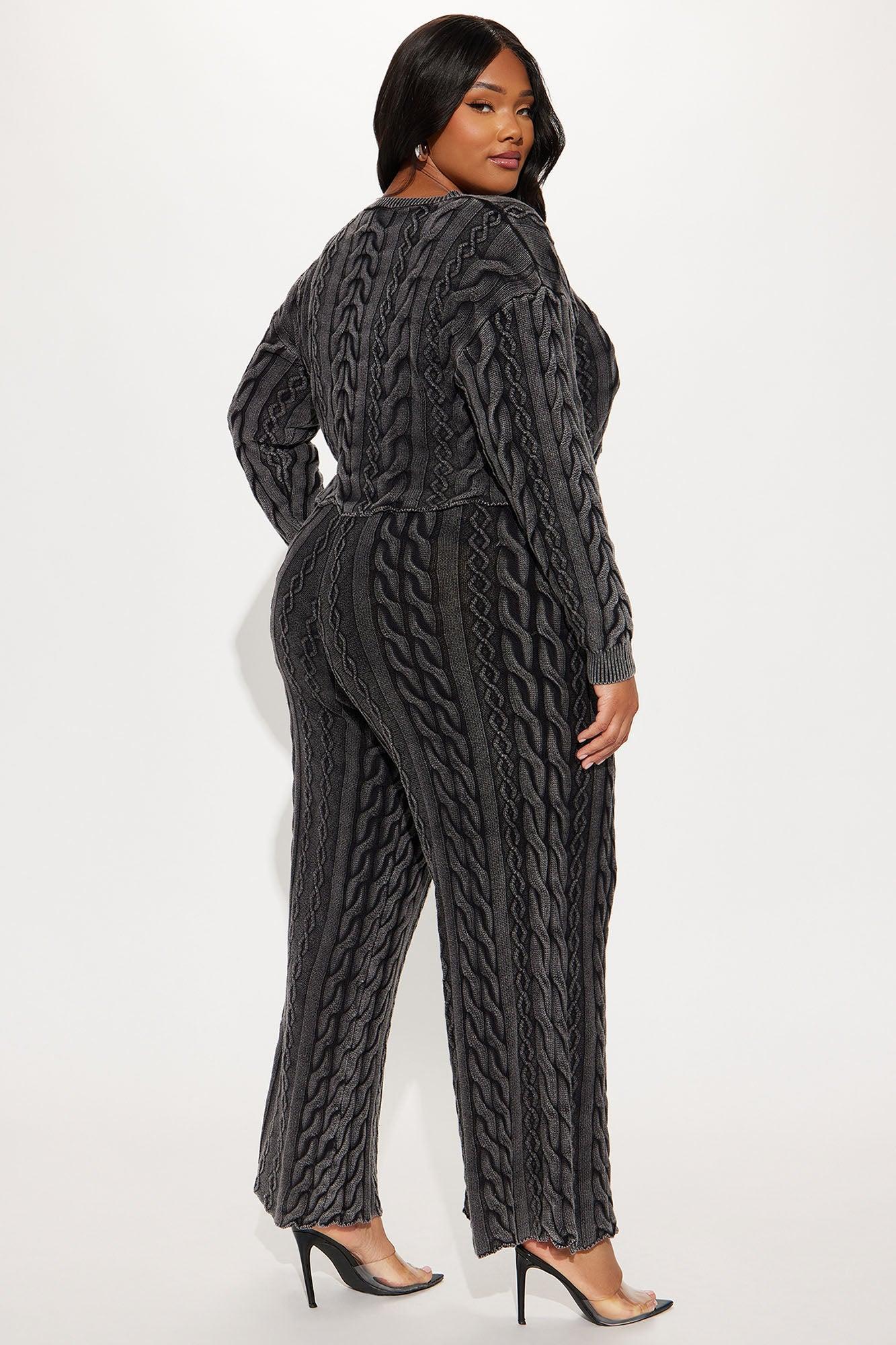 Ineza Mineral Wash Sweater Pant Set - Charcoal Product Image