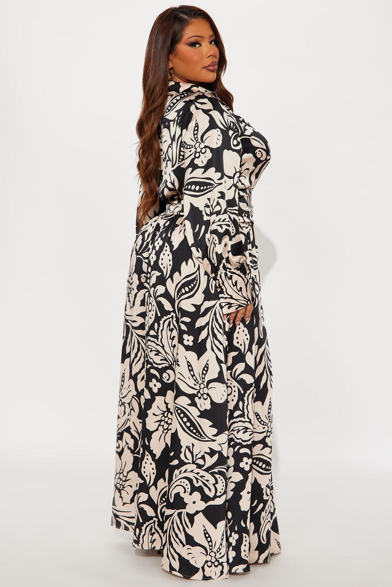 Alison Satin Floral Maxi Dress - Black/combo Product Image