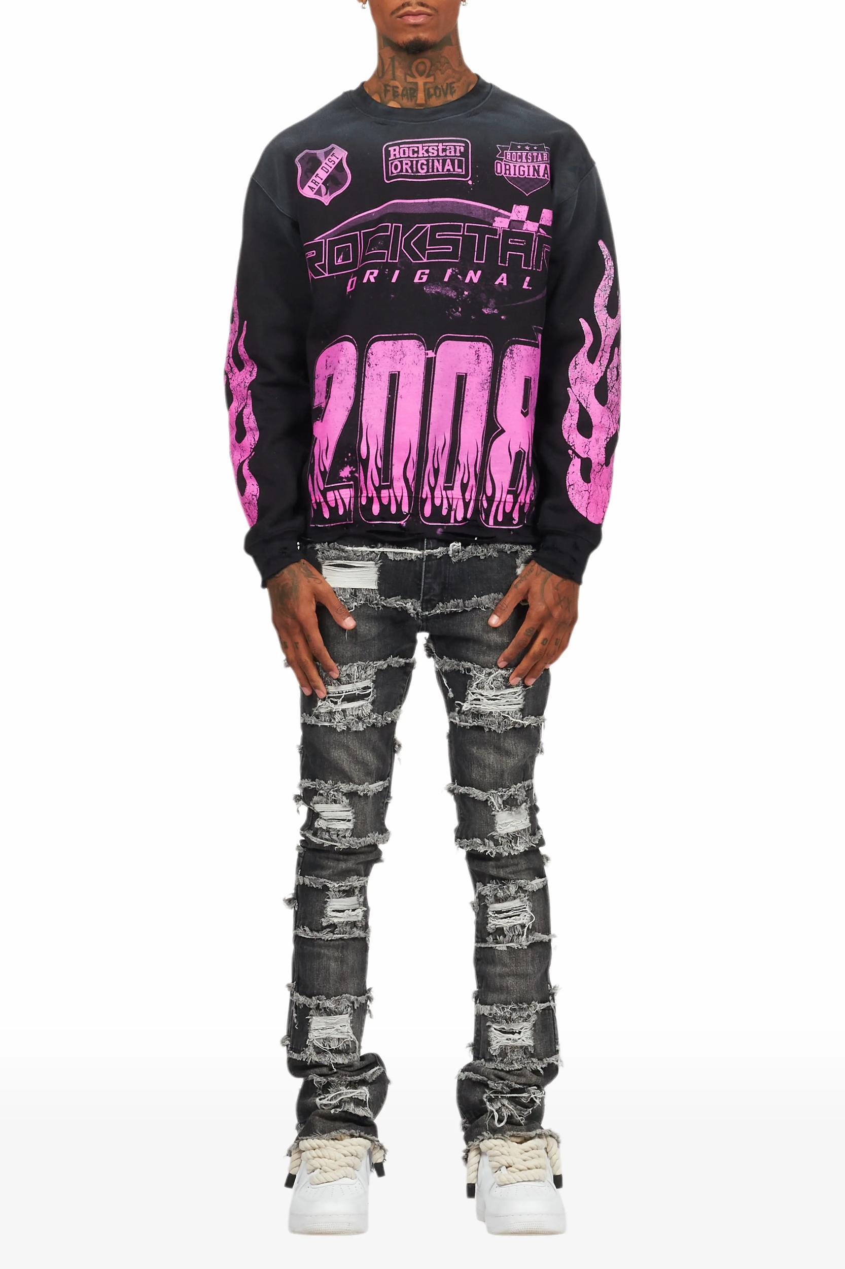 Sten Black Stacked Flare Jean Male Product Image