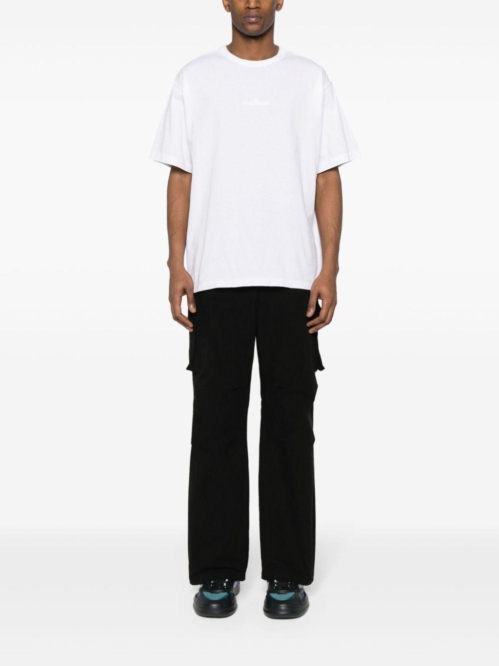 STONE ISLAND White Embroidered T-shirt In V0001 White Product Image