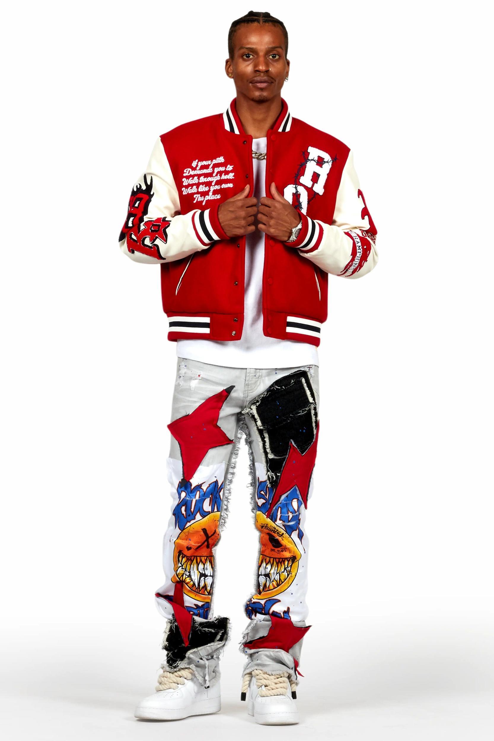 Sherniqua Red Oversized Varsity Jacket Female Product Image