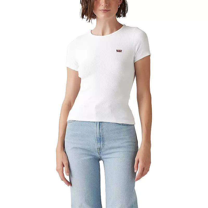 Levi's® Women's Hayes T-Shirt - White L: Slim Fit, Crew Neck, Short Sleeve, Lightweight Product Image