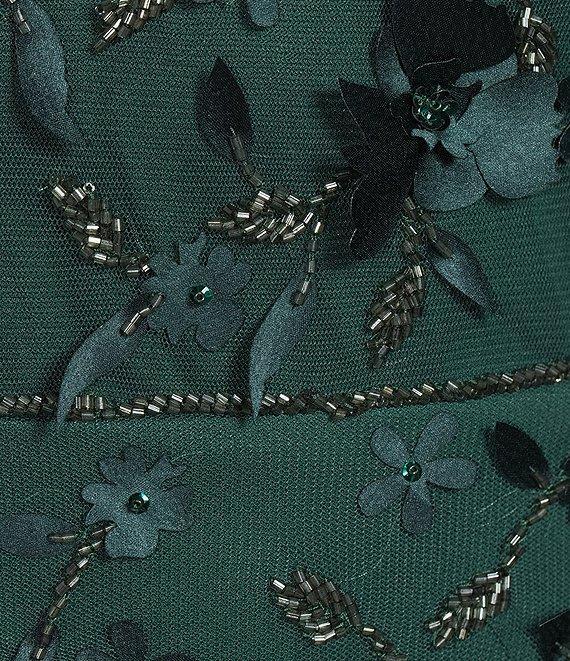 Pisarro Nights Petite Size 3D Floral Mesh Illusion Crew Neck Short Sleeve A-Line Dress Product Image