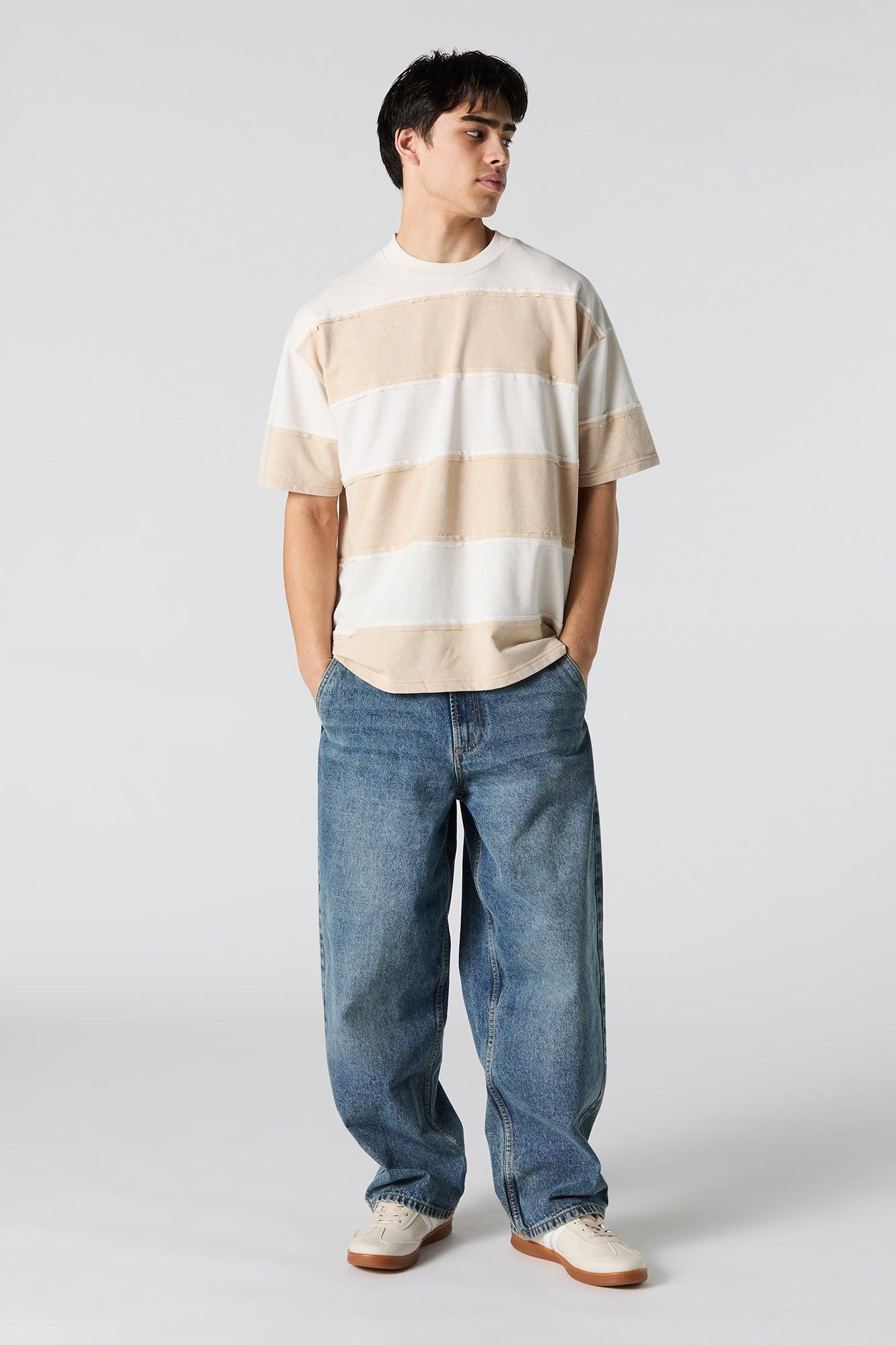 Striped Exposed Seam Relaxed T-Shirt Male Product Image
