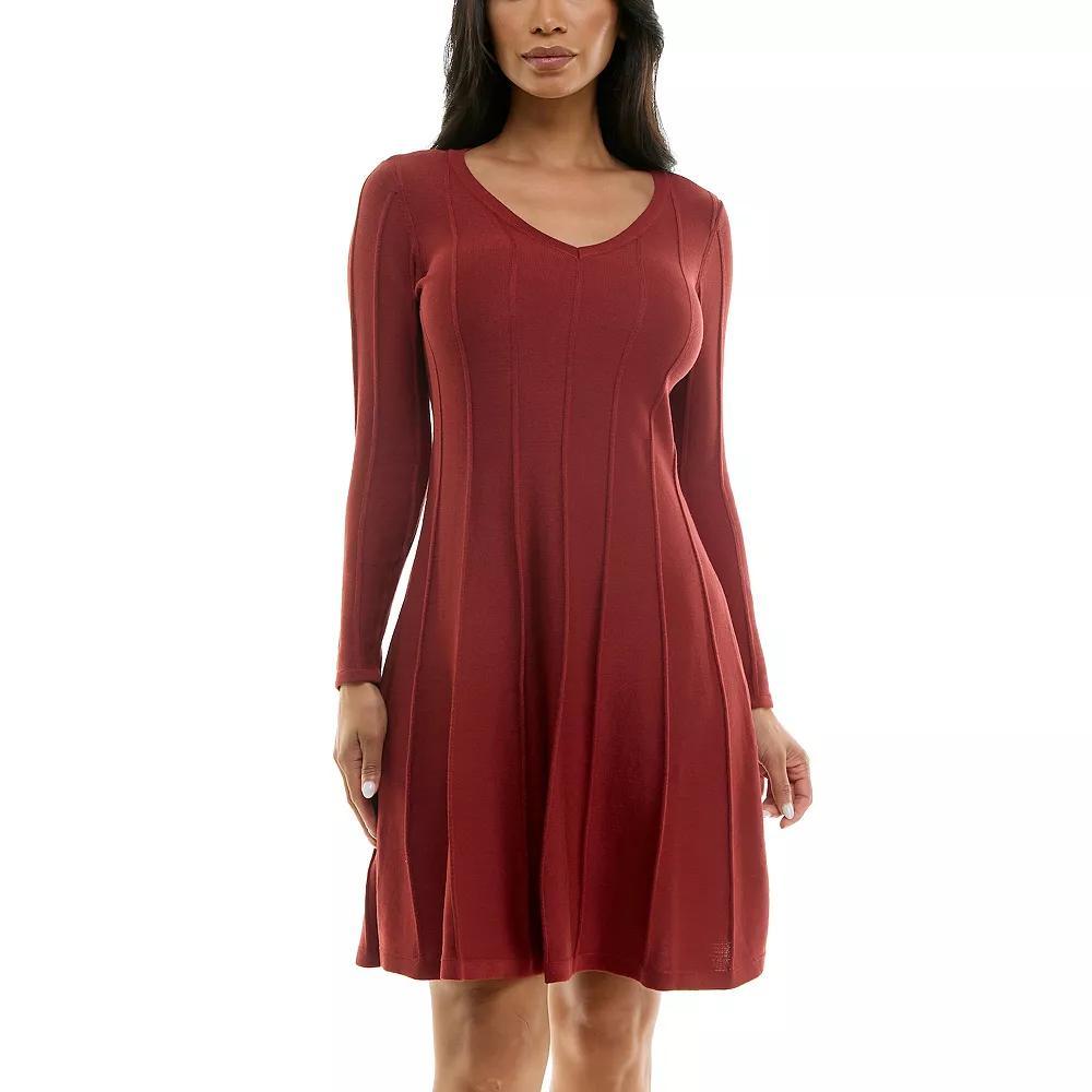 Women's Nina Leonard A-Line Sweater Dress, Size: Small, Black Plum Product Image