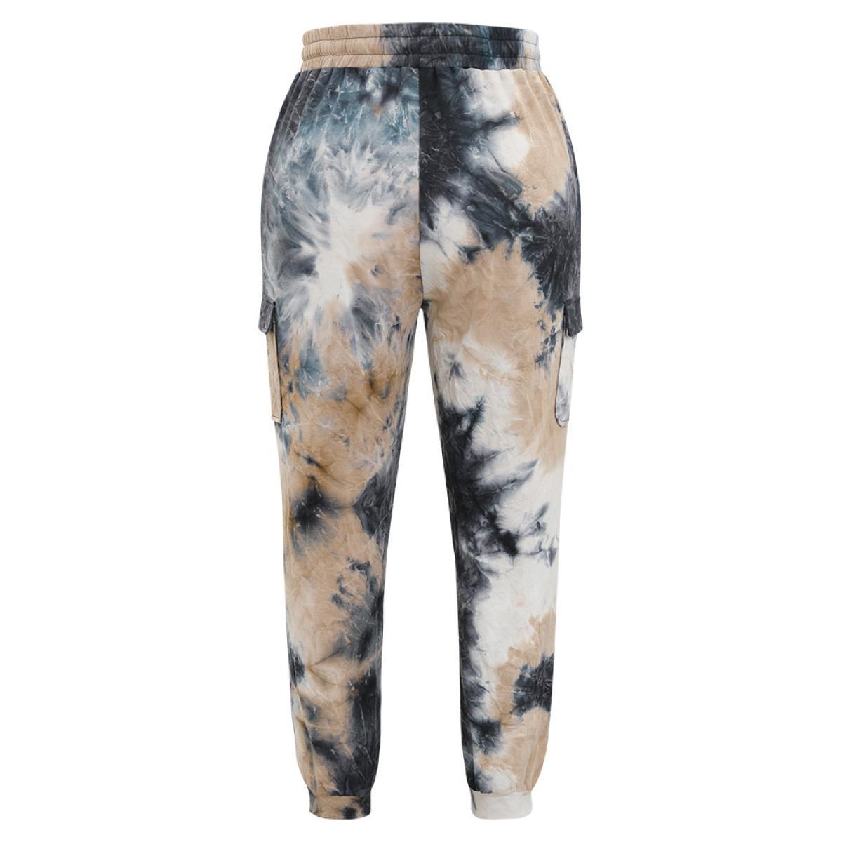 Plus Size Tie Dye Flap Pocket Drawstring Pants Women Multicolor Casual High Rise Dailywear Pants BloomChic 22-24/3X Product Image