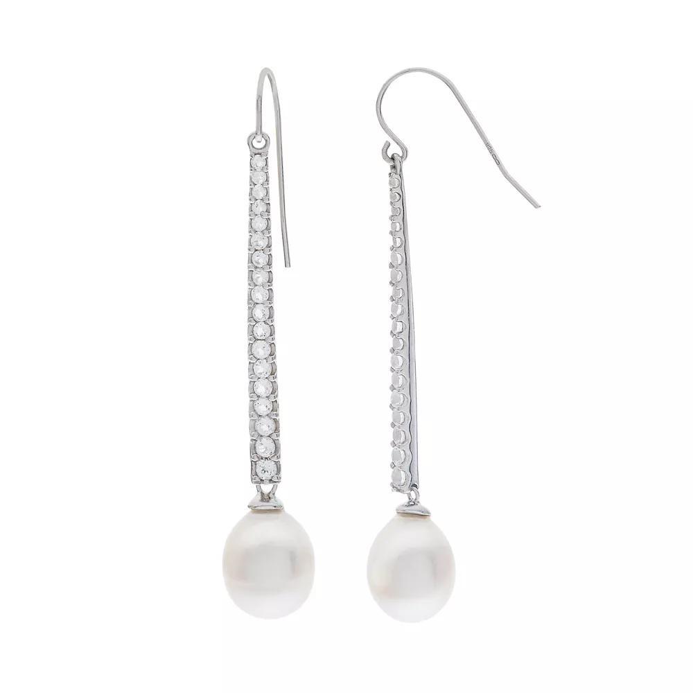 PearLustre by Imperial Sterling Silver Freshwater Cultured Pearl Linear Drop Earrings, Womens, White Product Image