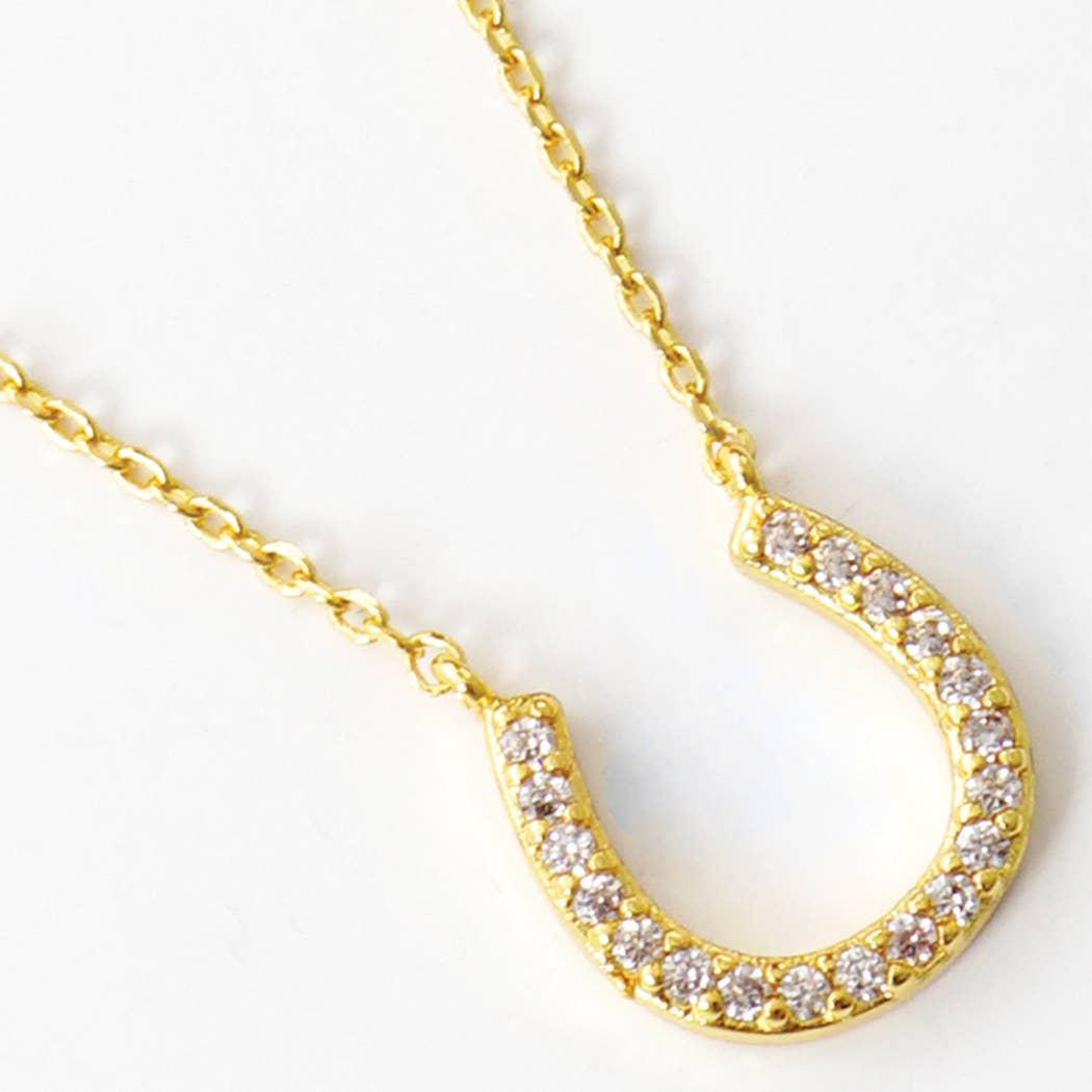 CZ Gold-Dipped Horseshoe Necklace Product Image