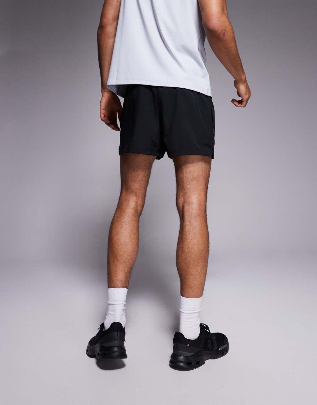 4505 Icon 3 inch quick dry running shorts with back zip phone pocket in black  Product Image