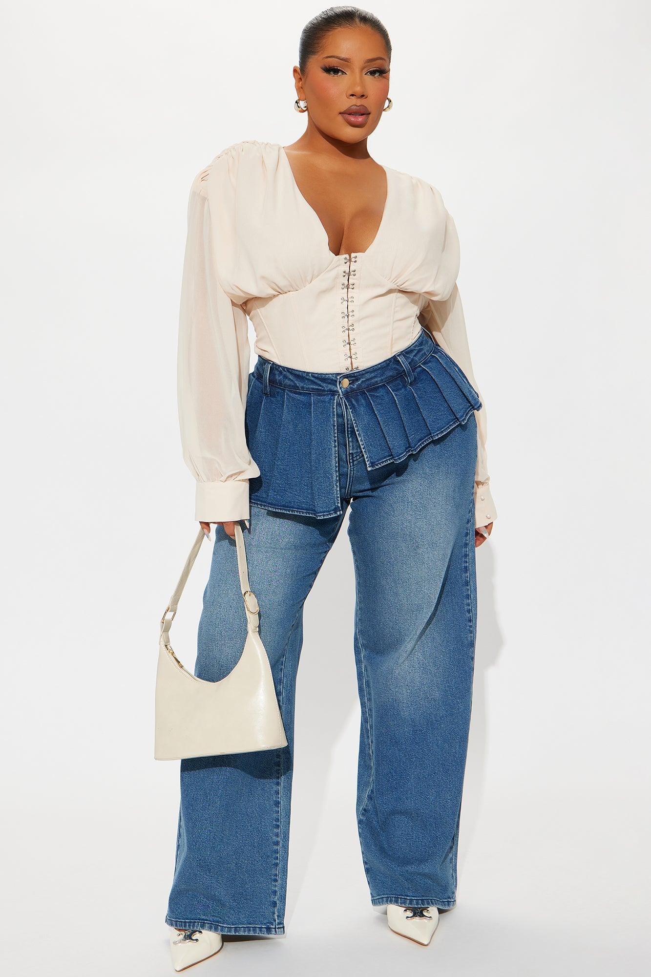 Cute But Psycho Chiffon Corset Top - Cream Product Image