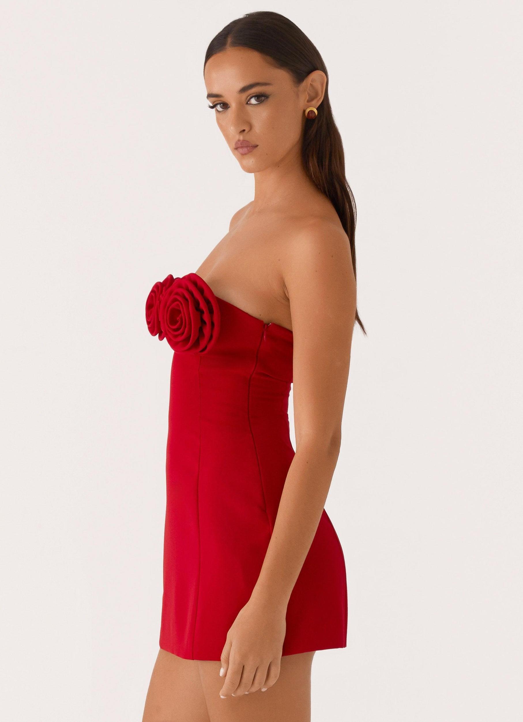 Patsie Strapless Mini Dress - Red Product Image