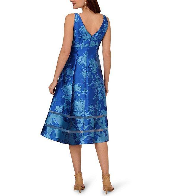 Adrianna Papell Jacquard Floral Print Sleeveless Midi Dress Product Image