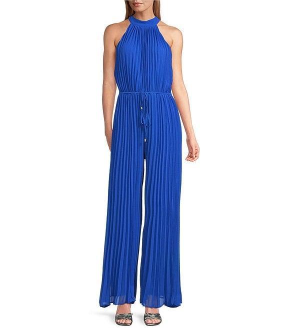 Marina Sleeveless Halter Neck Pleated Jumpsuit Product Image
