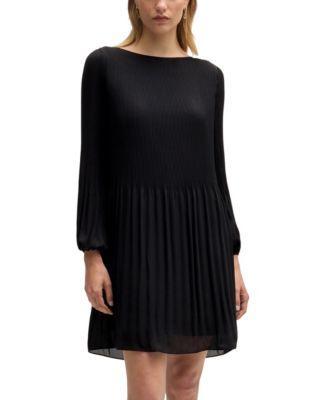 Boss by Hugo Boss Womens Plisse Pleats Regular-Fit Crew-Neck Dress Product Image