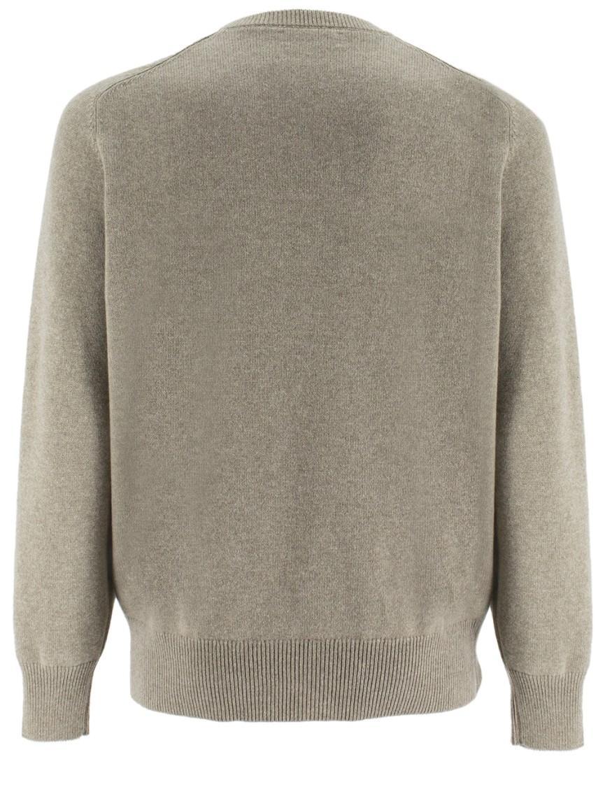 BRUNELLO CUCINELLI Light Camel Jumper With Contrasting Trims In Green Product Image