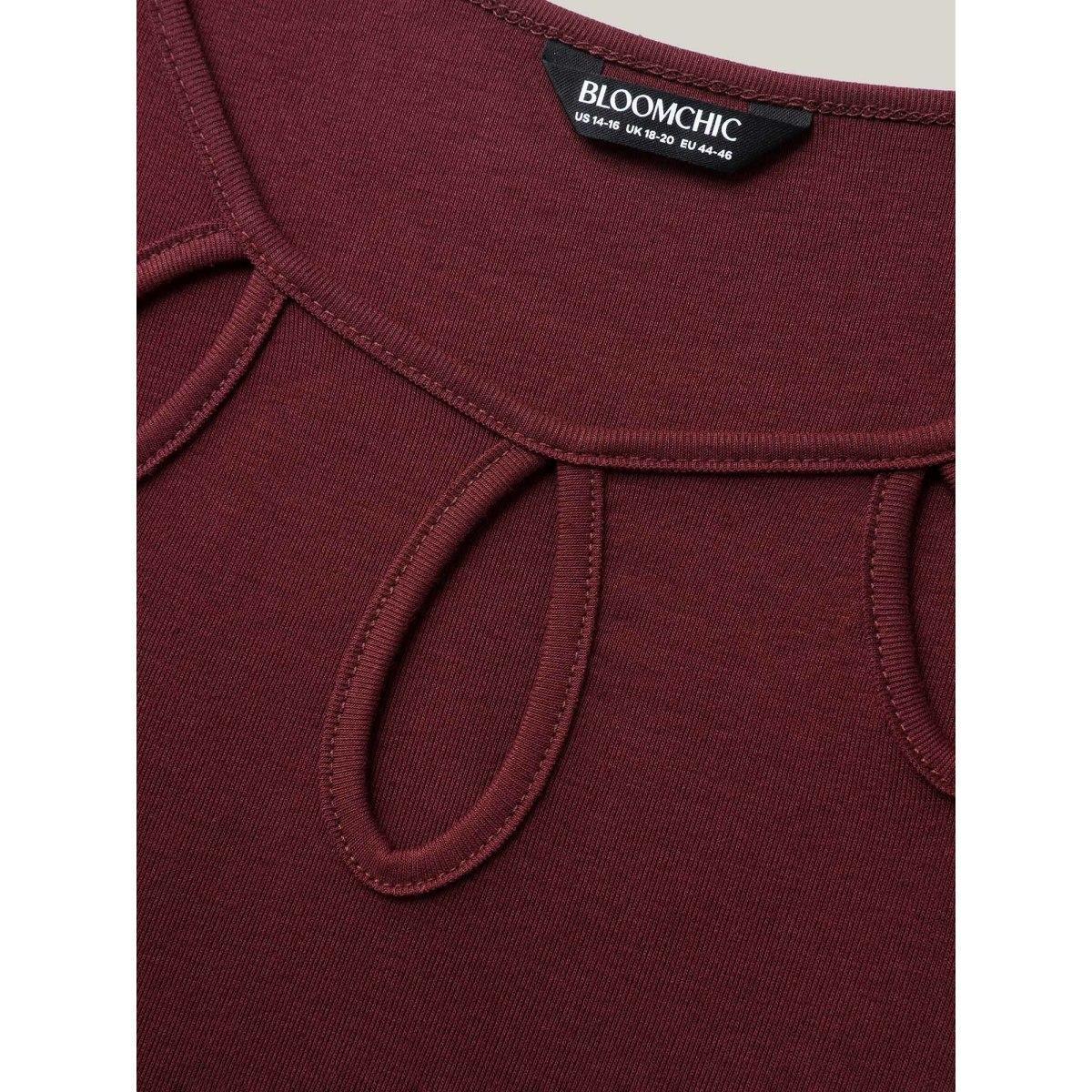 Plus Size Supersoft Neck Cut-Out Tank Top Women Plum Cut-Out Asymmetrical Neck Everyday-Casual Tank Tops Camis BloomChic 18-20/2X Product Image