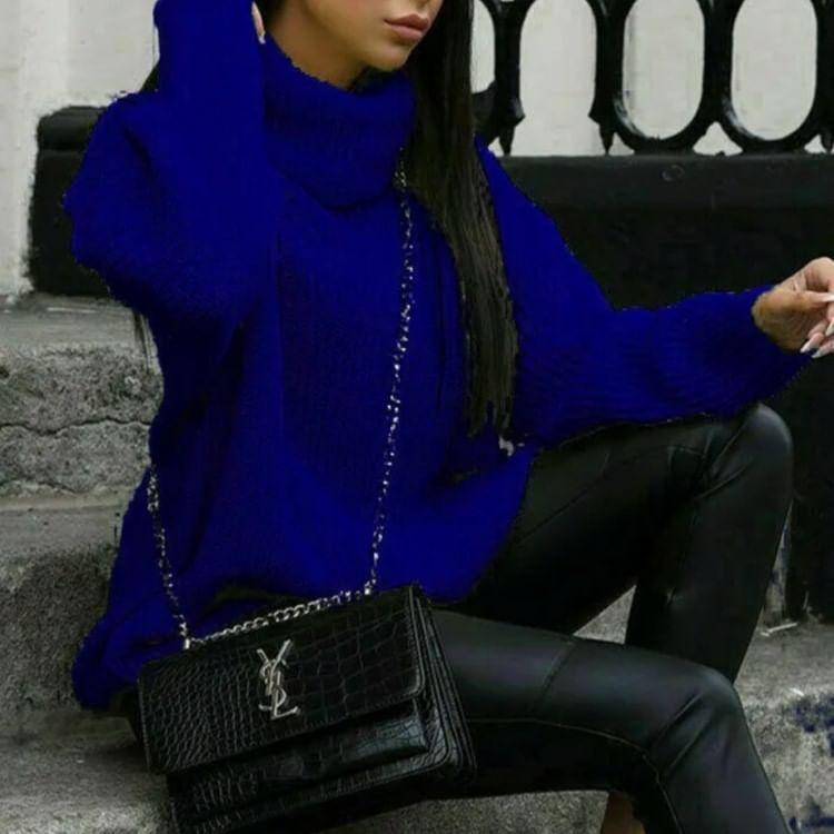 Turtleneck Plain Sweater Product Image
