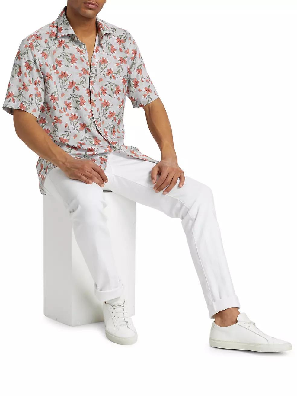 COLLECTION Floral Button-Front Shirt Product Image