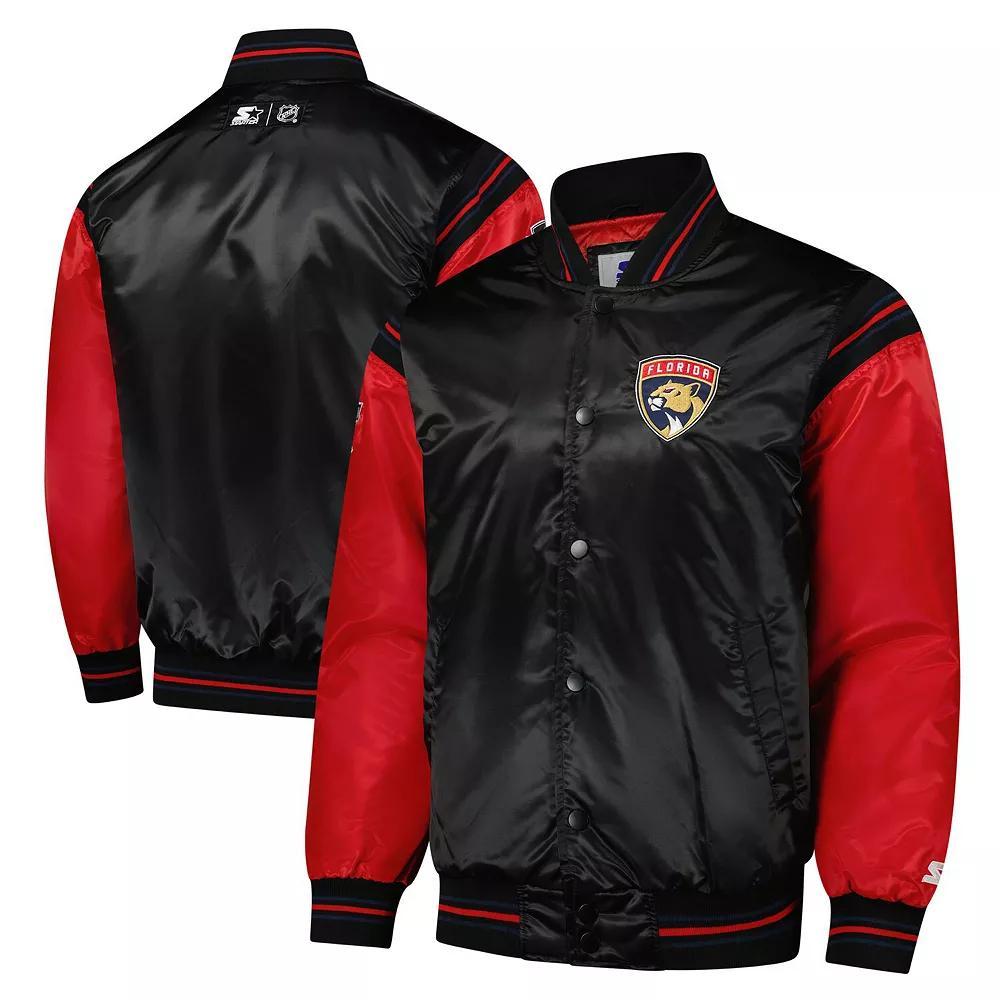Men's Starter Black Florida Panthers 2024 NHL Global Series Full-Snap Varsity Jacket, Size: Large, Pnt Black Product Image