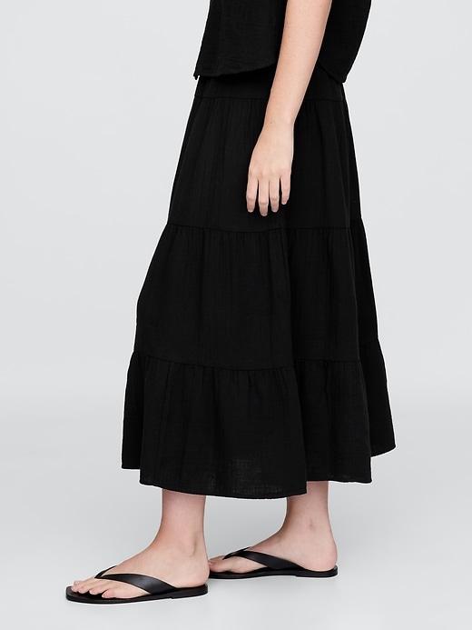 Cotton Gauze Tiered Maxi Skirt Product Image