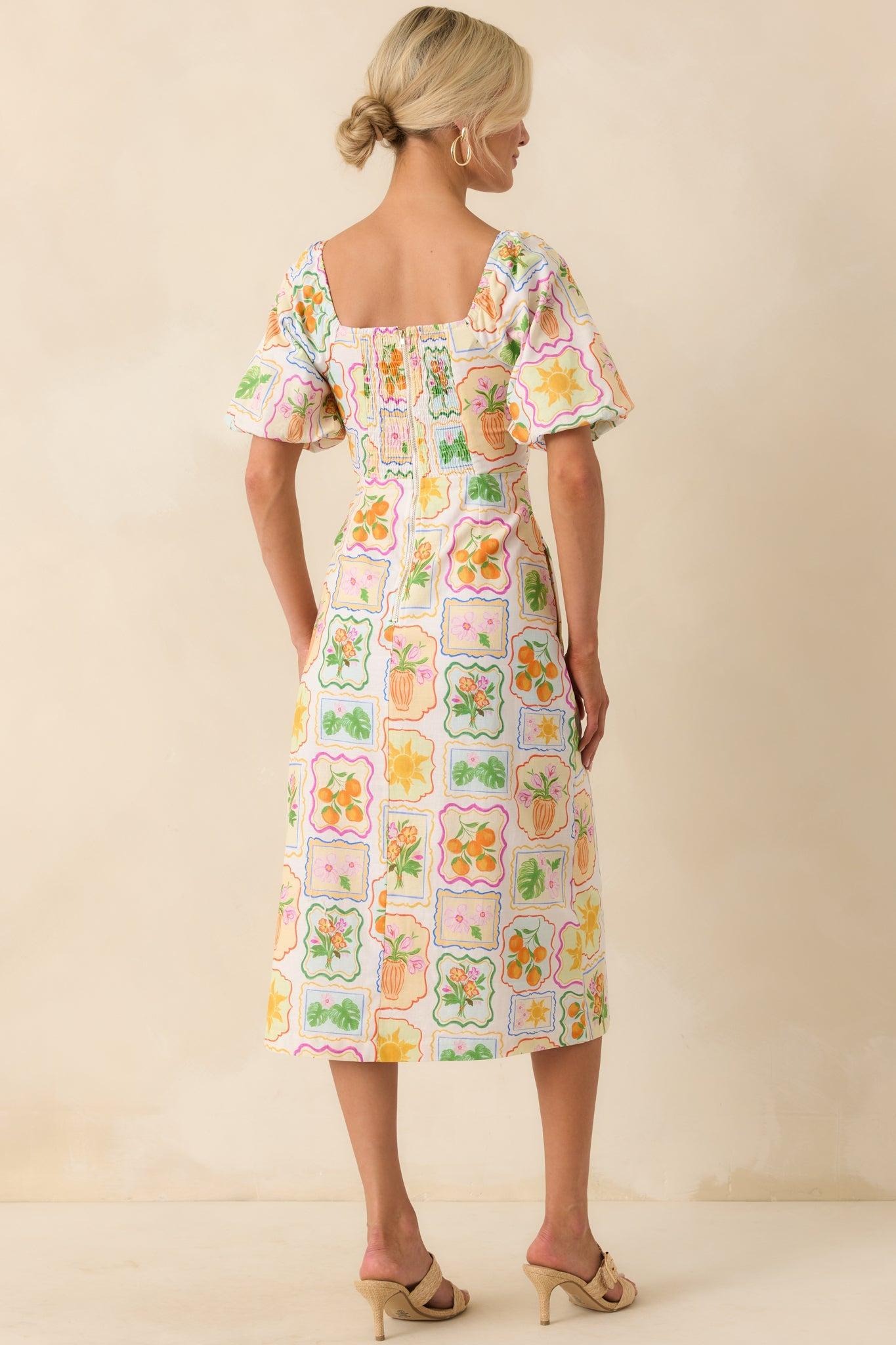 Prosperina Fancy Multi Print Cotton Reversible Midi Dress Product Image