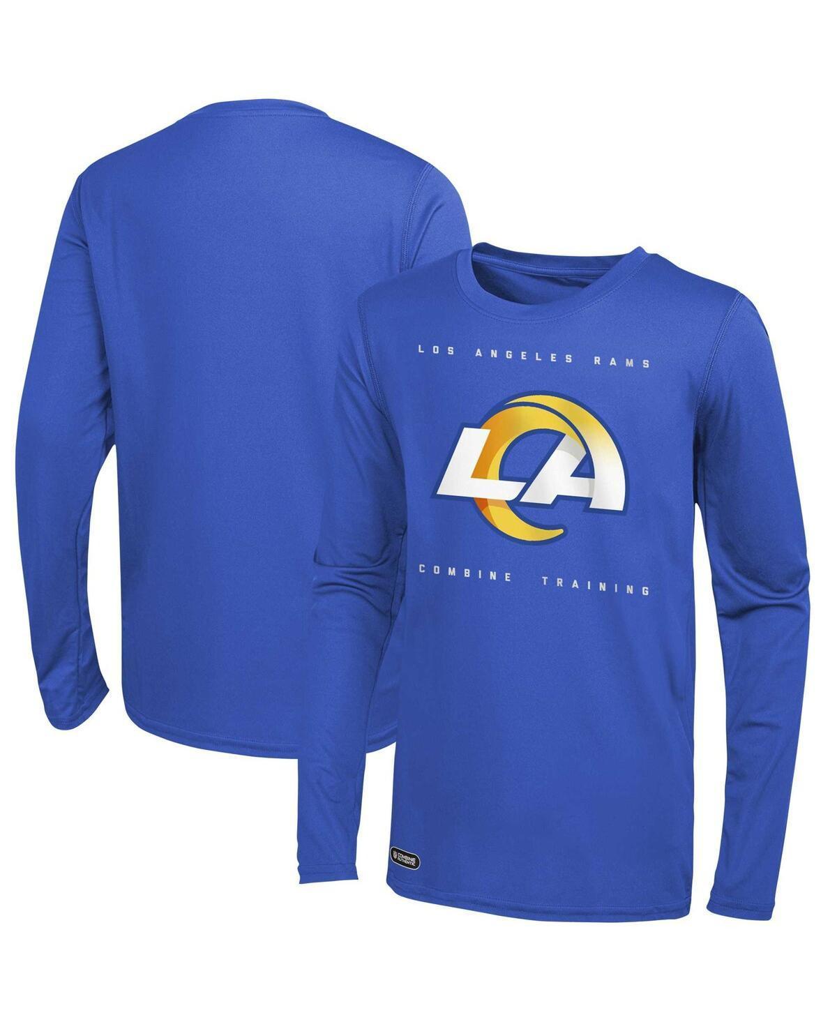 Men's Royal Los Angeles Rams Side Drill Long Sleeve T-Shirt, Size: XL, Blue Product Image