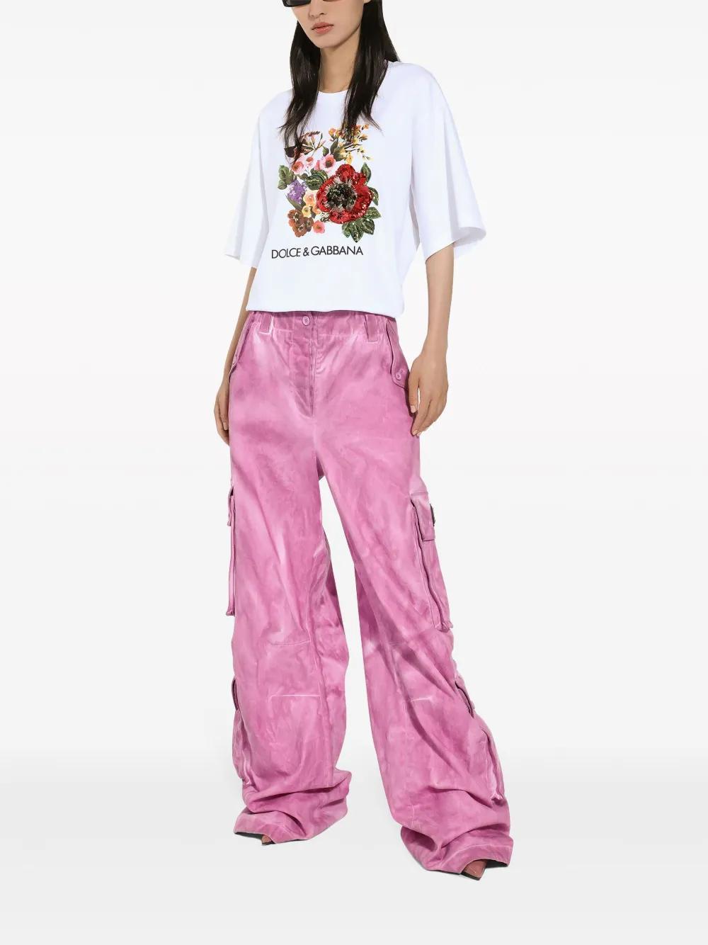 floral-print cotton-blend T-shirt  Product Image