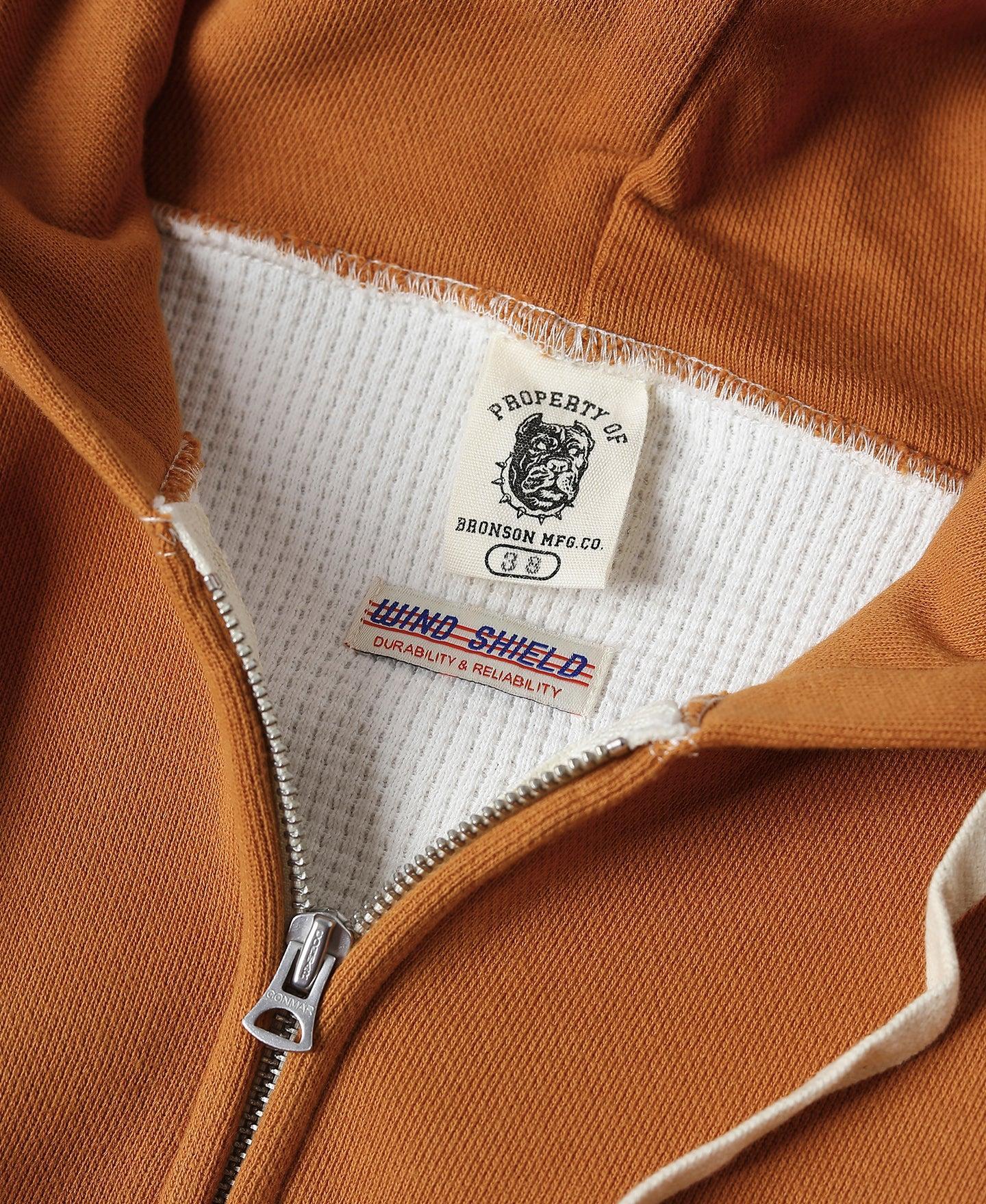 1950s Wind Shield Full-Zip Thermal Hoodie - Orange Product Image