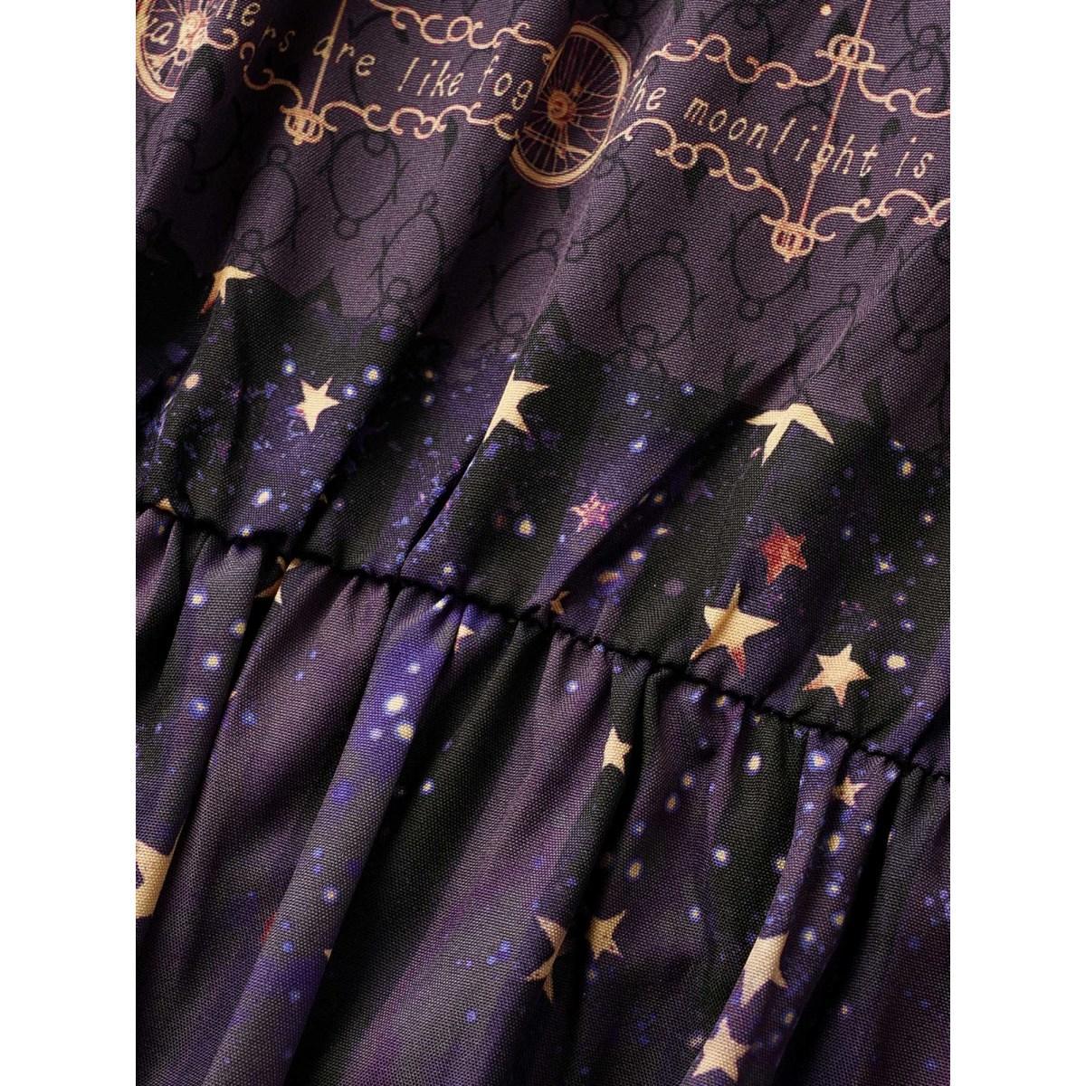 Plus Size Star & Moon Print Elastic Waist Maxi Cami Dress Deeppurple Women Resort Patchwork Non Sleeveless Curvy BloomChic 30/6X Product Image