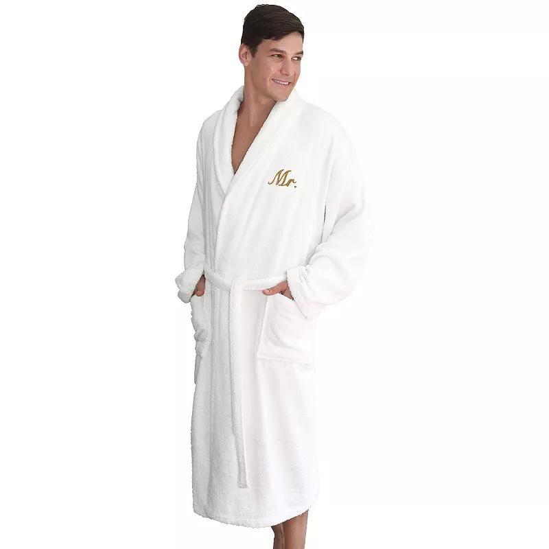 Linum Home Textiles ''Mr.'' Terry Bathrobe, Men's, Size: Large/XL, White Gold Product Image