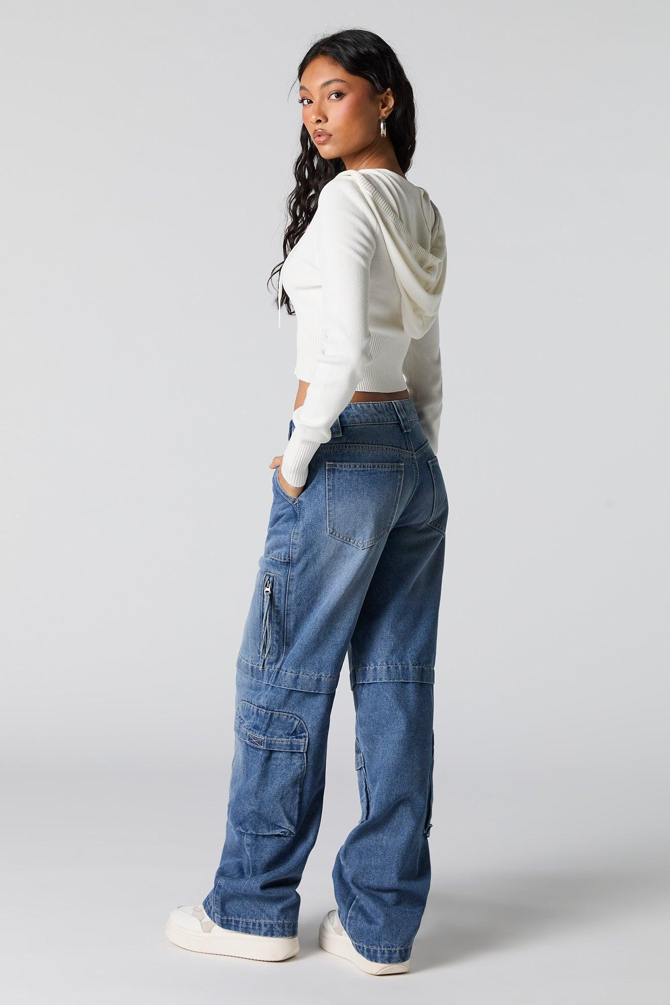 Zip Pocket Straight Leg Cargo Jean Female Product Image
