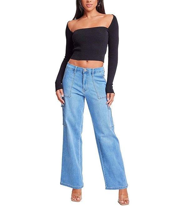 YMI Jeanswear High Rise Cargo Straight Leg Jeans Product Image