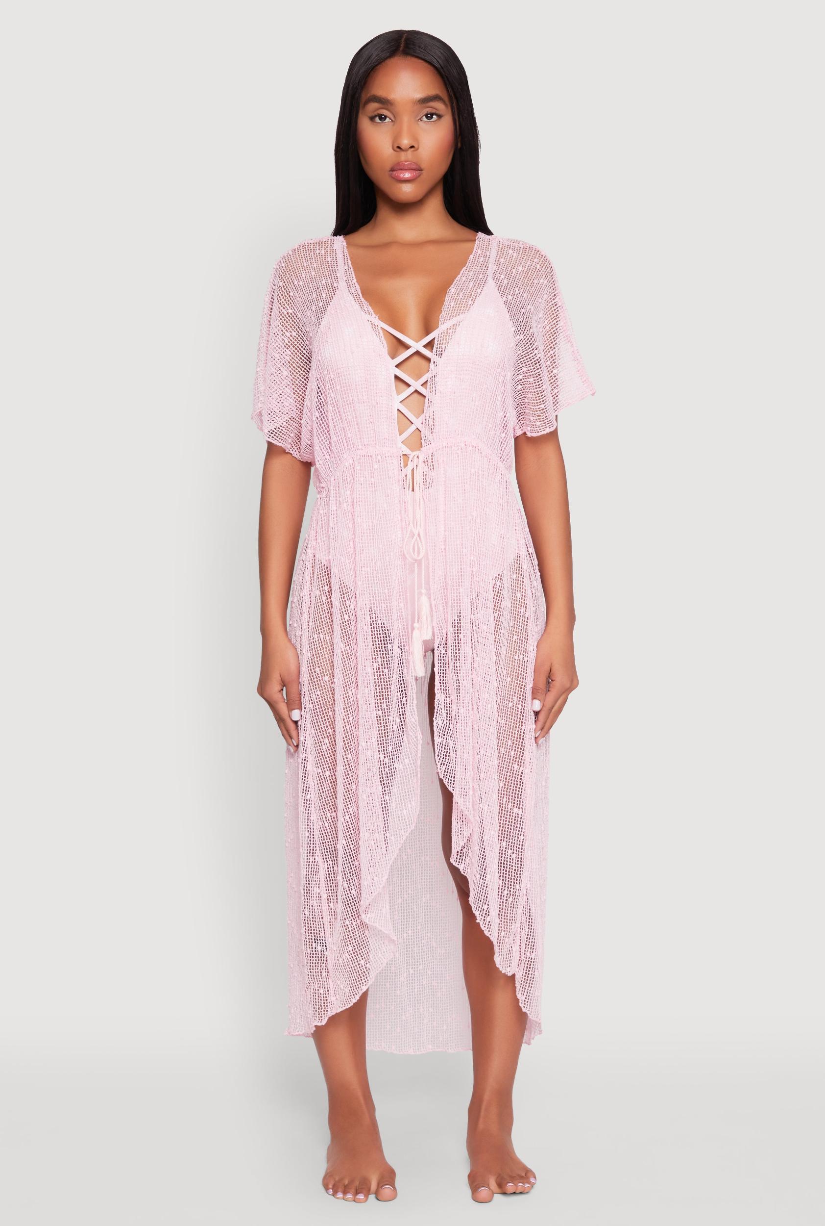 Popcorn Knit Tie Front Cover Up Kimono Female Product Image