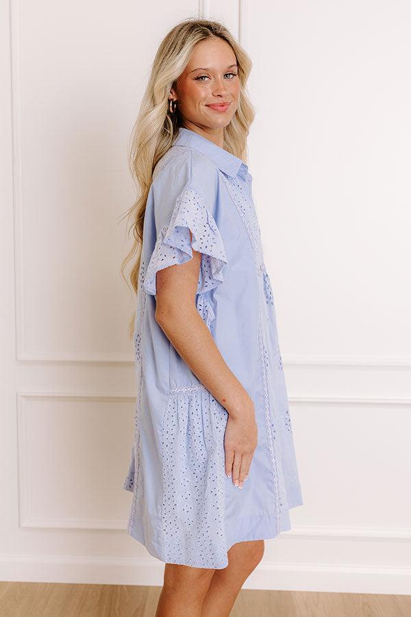 Brunch Ready Eyelet Mini Dress in in Light Periwinkle Product Image