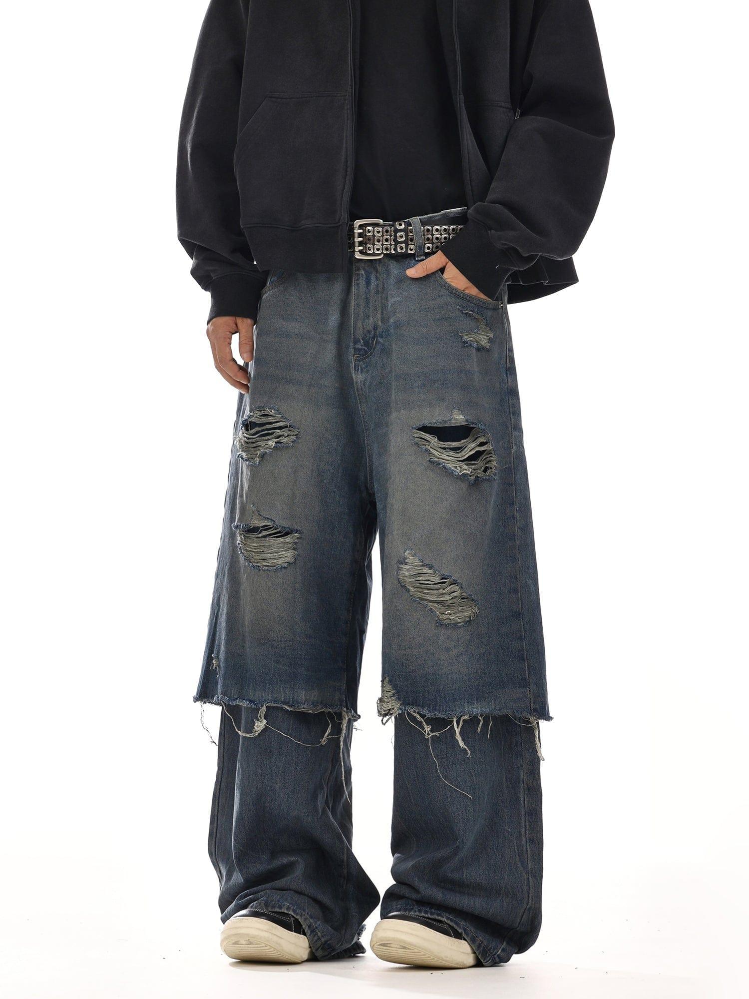 RT No. 12535 DISTRESSED BLUE DENIM JEANS Product Image